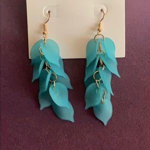 Blue leaf earrings